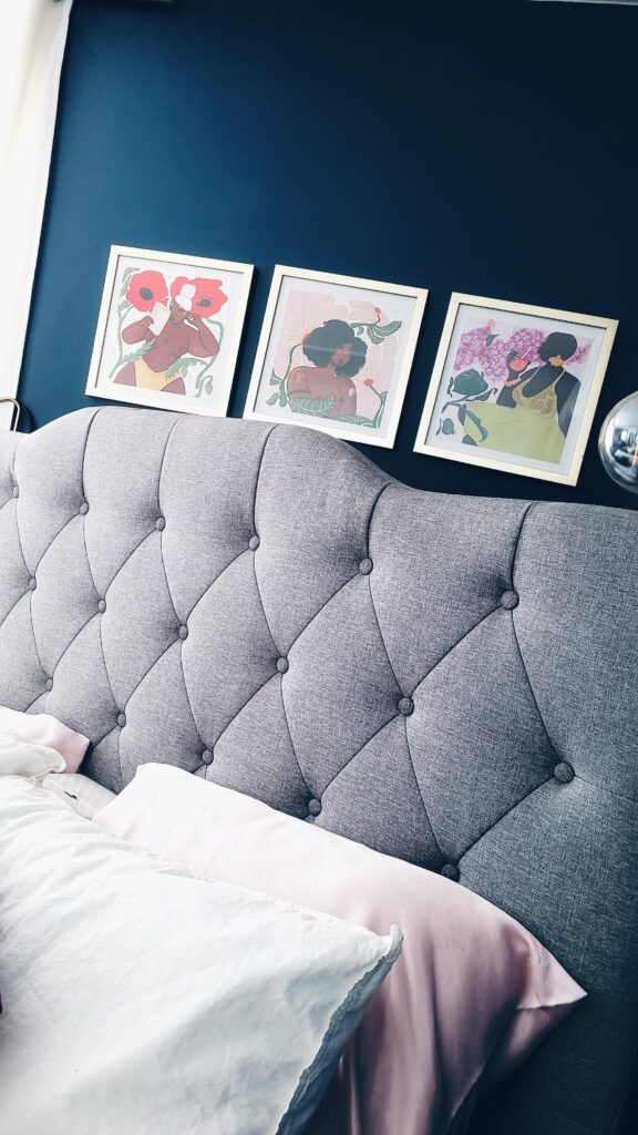 Botanical Women print gallery wall set, 3 black women and flowers art illustrated by Virginia artist Gigi Moore, mogigi.shop, mogigi.com, mogigidsgns.etsy.com